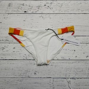 Robin Piccone Bikini Bottom Womens‎ Large White Tequila Sunrise Swim Casey New